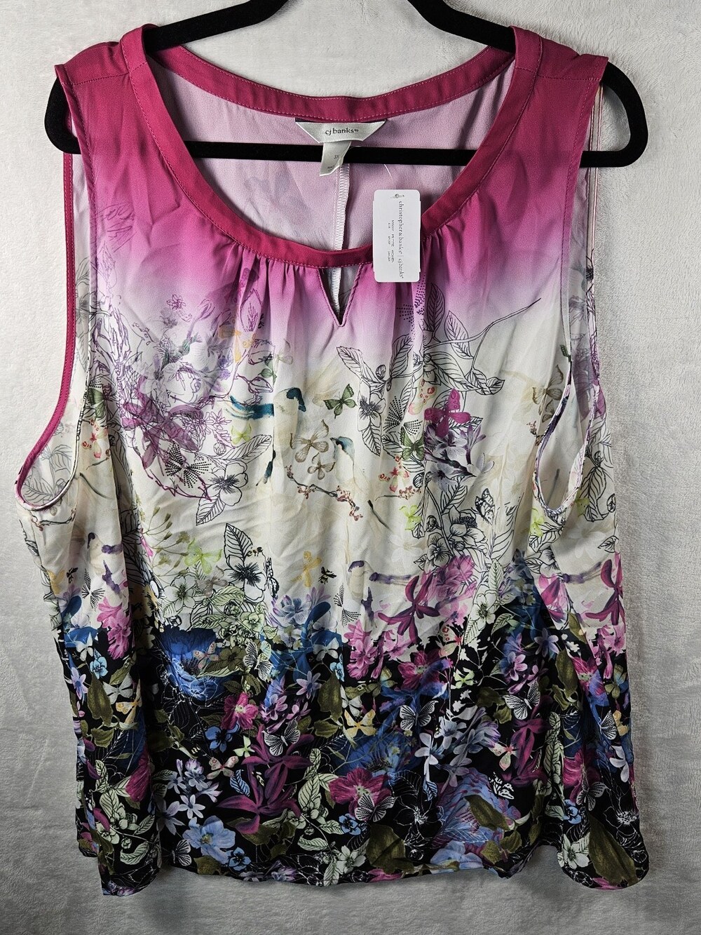 NWT CJ Banks Top Womens 3X Ombre Butterfly Boho Fairy Tank Festival Hippie